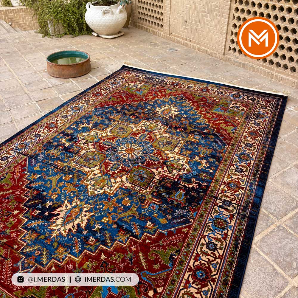 فرش گبه کد 113 قشقایی زمینه سرمه ای